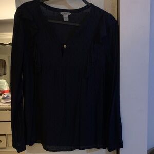Bass Dark Blue Ruffle Blouse